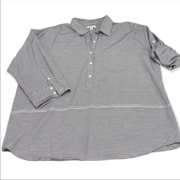 J Crew Women's Boyfriend Popover Stripe Top size 16 - Picture 4 of 7